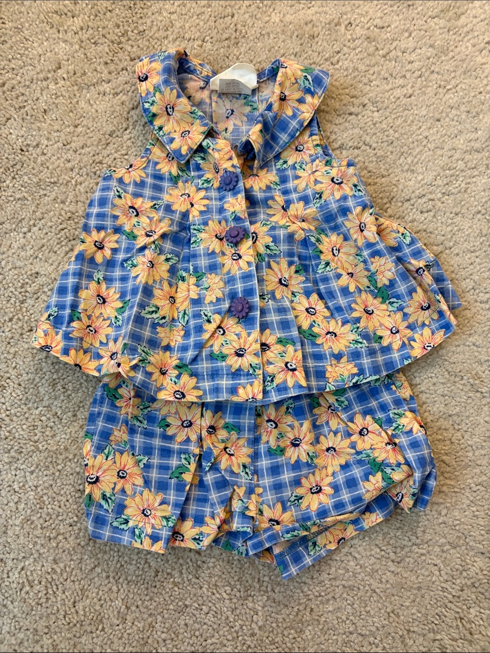 Vintage Sunflower shorts and top set